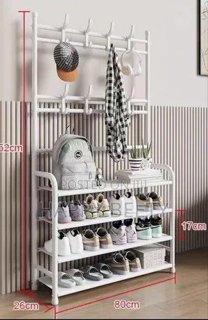 4 Layer Detachable Shoe Rack With 8 Double Hooks
