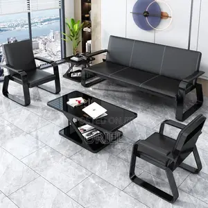 Waiting Sofa : 5-Seater Leather Padded Reception Sofa-Set