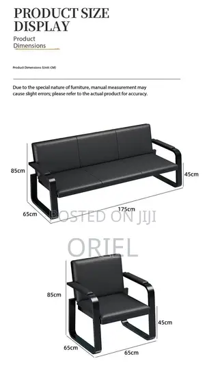 Waiting Sofa : 5-Seater Leather Padded Reception Sofa-Set