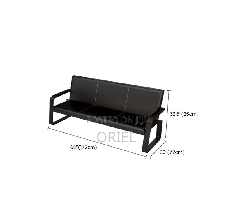 Waiting Sofa : 5-Seater Leather Padded Reception Sofa-Set