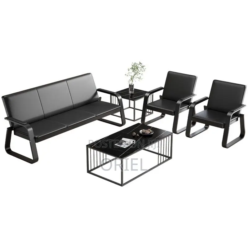 Waiting Sofa : 5-Seater Leather Padded Reception Sofa-Set