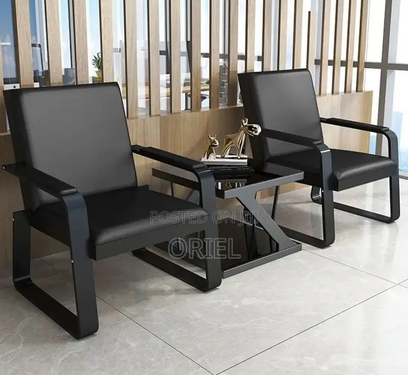 Waiting Sofa : 5-Seater Leather Padded Reception Sofa-Set