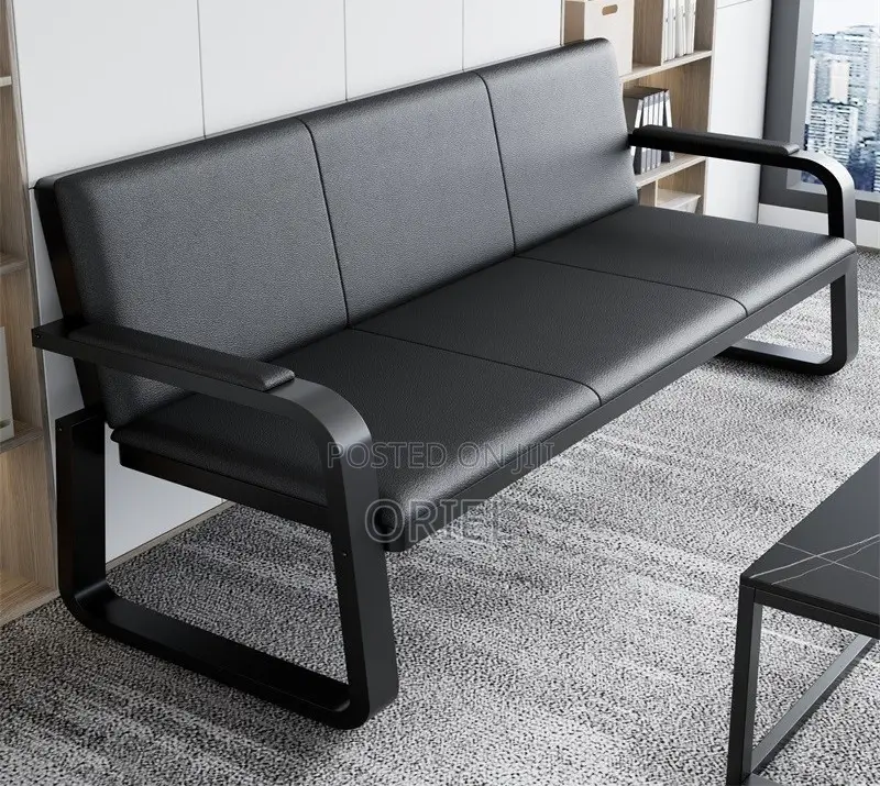 Waiting Sofa : 5-Seater Leather Padded Reception Sofa-Set