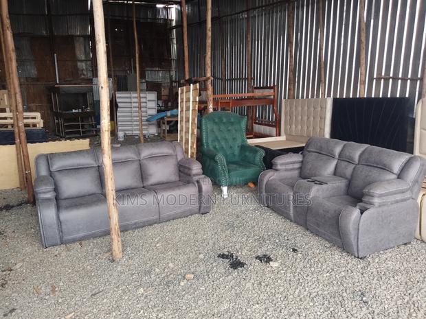 5 Seater Semi Reclining Sofa Gray - main view