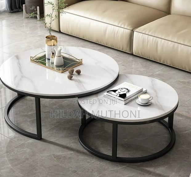 Modern Luxury 2-in-1 Pure Marble Nesting Tables