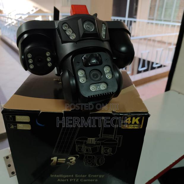 3lens Camera, Built-in Batteries and Solar Powered PTZ CCTV Camera - main view