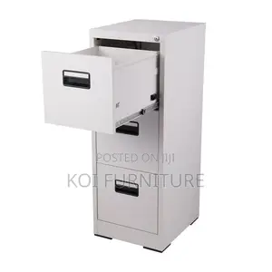Office Cabinet; Three Lockers Steel Gray Cabinet