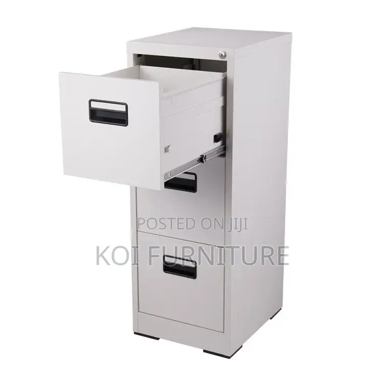 Office Cabinet; Three Lockers Steel Gray Cabinet