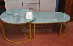 2 in 1 Marble Nesting Coffee Table (White)