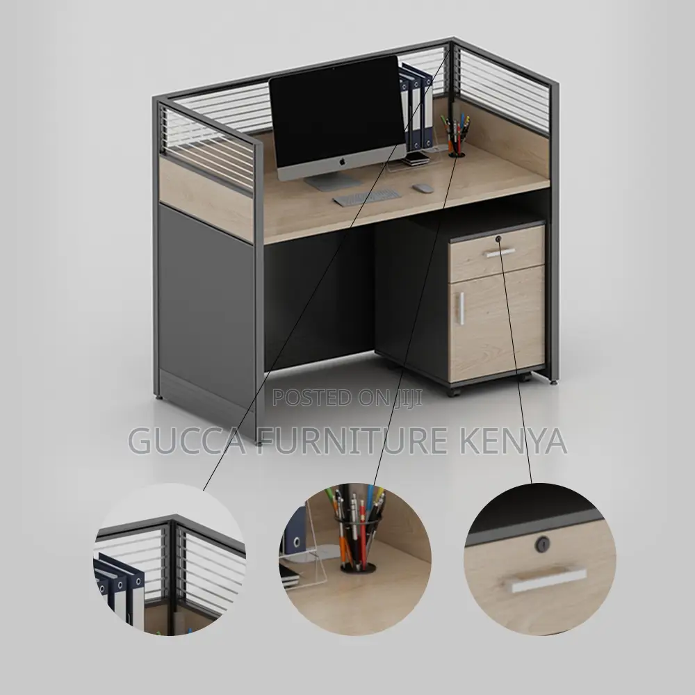 One-way Brown Modular Office Workstation