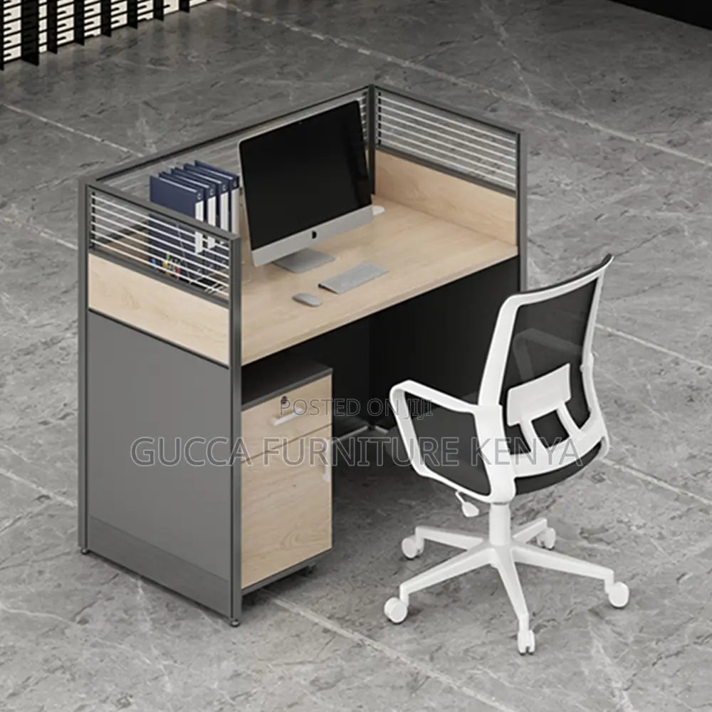 One-way Brown Modular Office Workstation