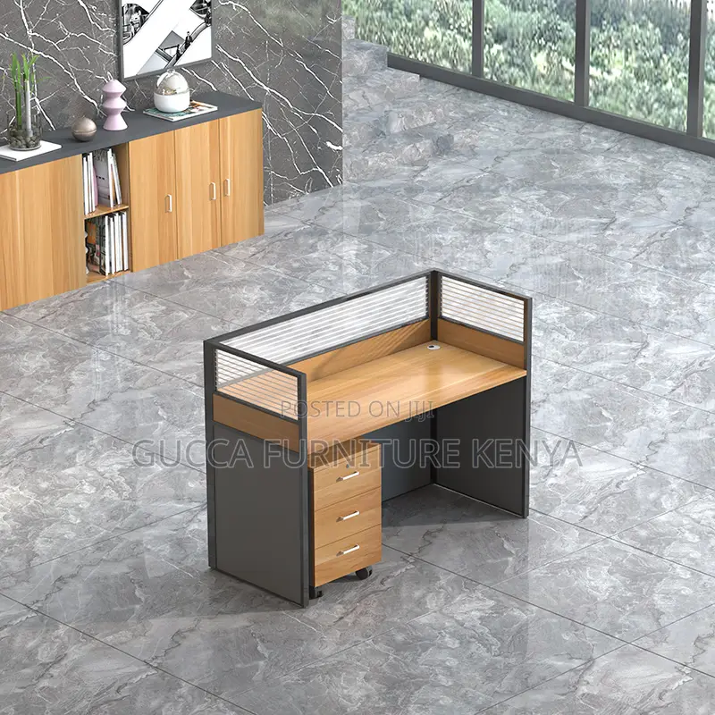 One-way Brown Modular Office Workstation
