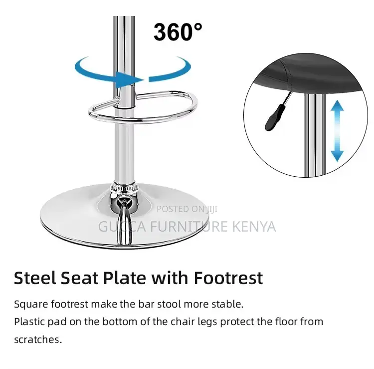 Leather Round Adjustable Counter Bar Stool