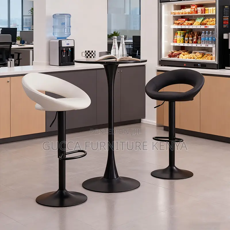 Leather Round Adjustable Counter Bar Stool
