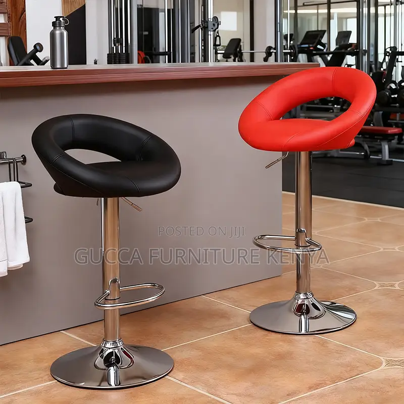 Leather Round Adjustable Counter Bar Stool