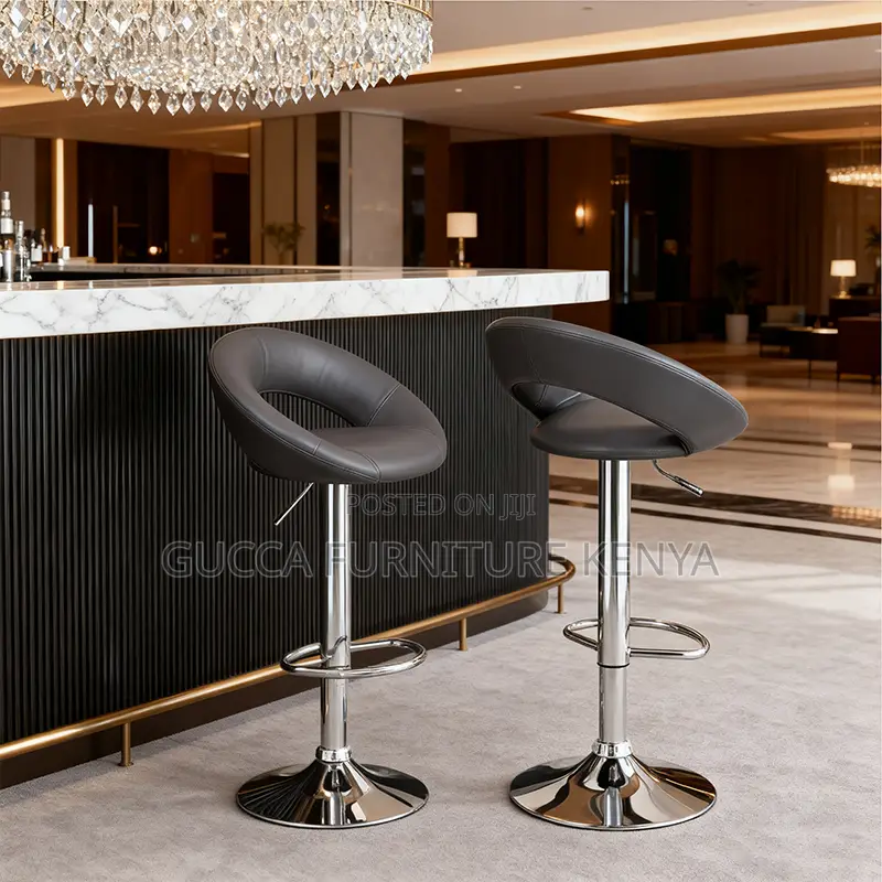 Leather Round Adjustable Counter Bar Stool
