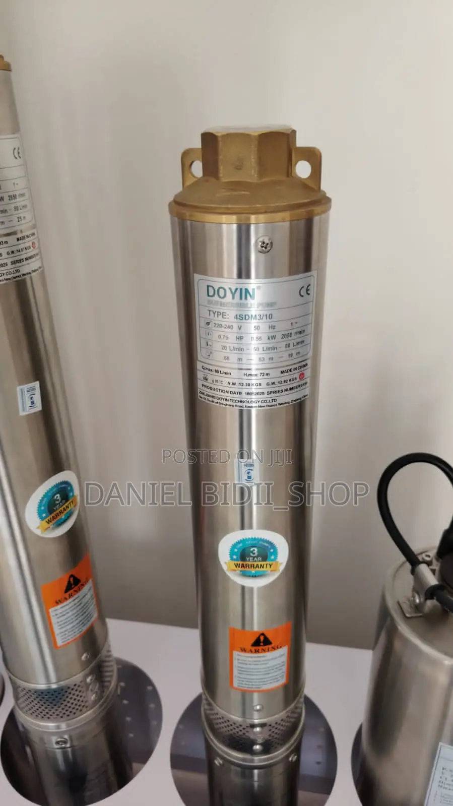 Doyin Dc Solar Submersible Waterpump 5m3/H 800w 80m 1hp