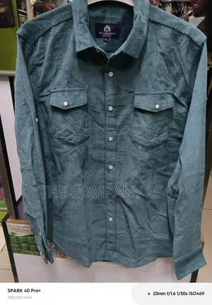 Quality Casual Denim Cordry Long Sleeved Collar Double Pocket Shirts