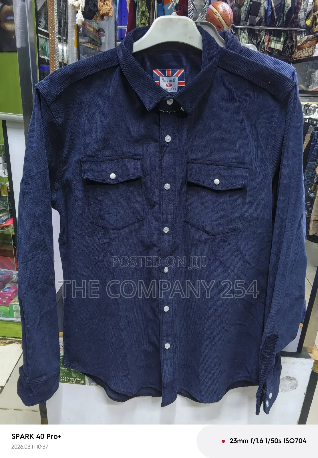 Quality Casual Denim Cordry Long Sleeved Collar Double Pocket Shirts