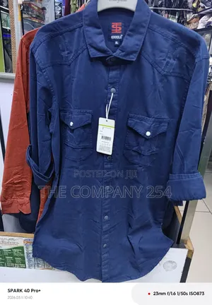 Quality Casual Denim Designer Jeans Collar Shirts Double Pockets
