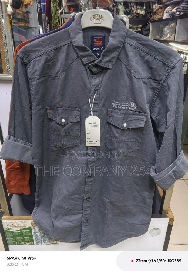 Quality Casual Denim Designer Jeans Collar Shirts Double Pockets - thumbnail 2