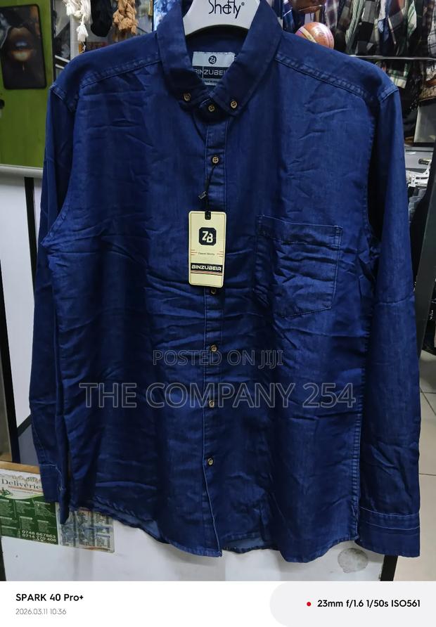 Quality Casual Denim Designer Jeans Collar Shirts Double Pockets - thumbnail 5