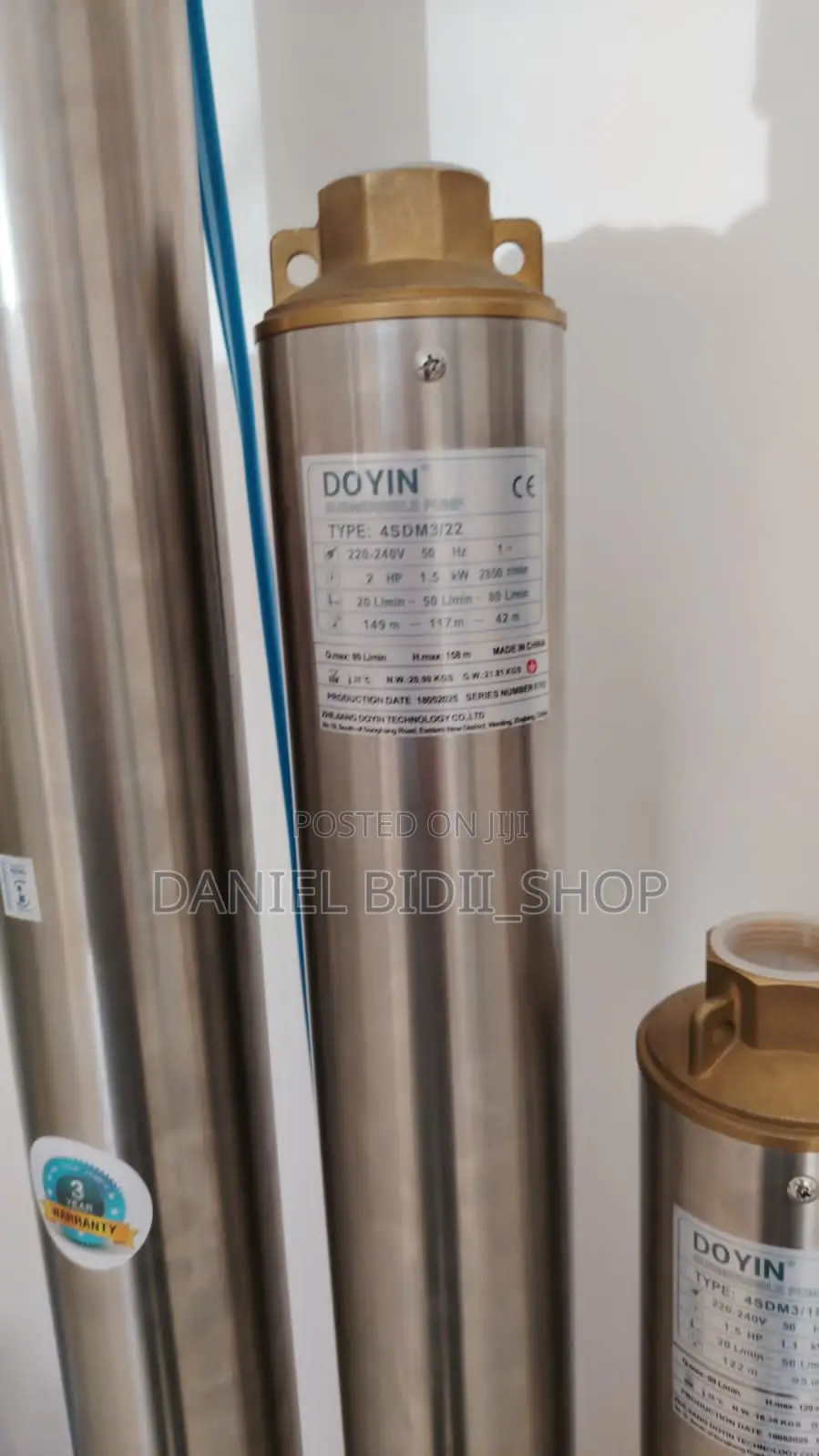 Doyin Dc Solar Submersible Pump 2hp 1500w 5m3/H 168m