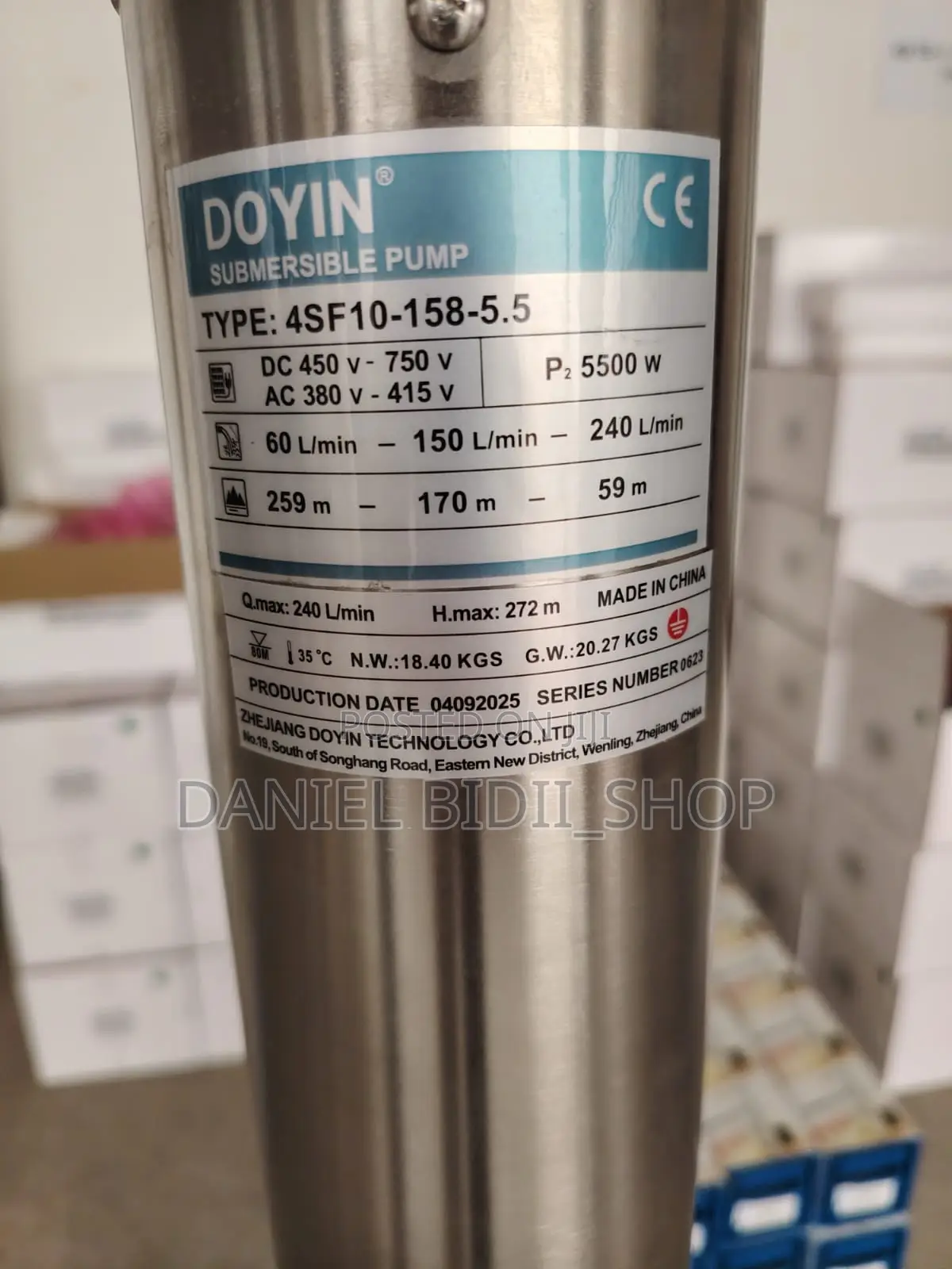 Dc Solar Submersible Pump 3.0hp 2200w 5m3/H 235m