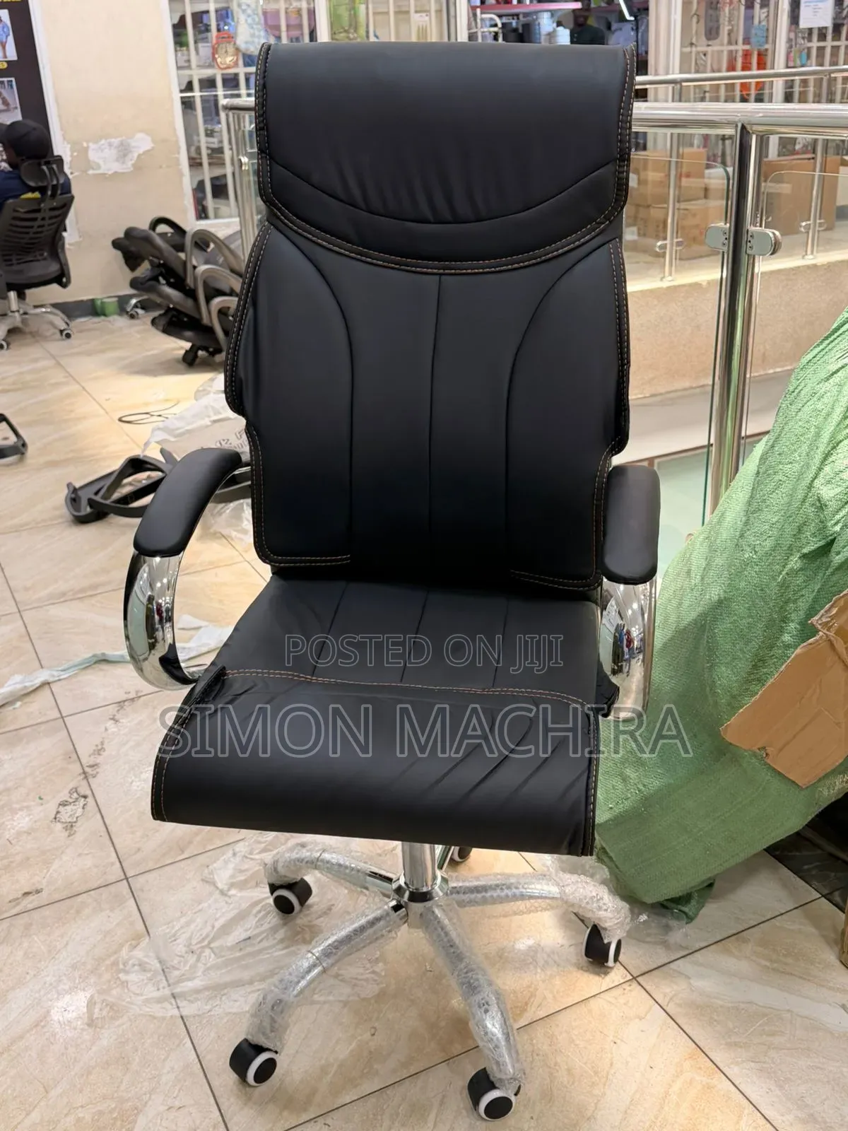 Executive Leather Chair With Padded Armrests
