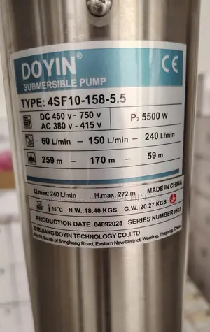 2.24kw 5m3 235m Doyin 2200w 3.0hp 5000l/H Submersible Pump