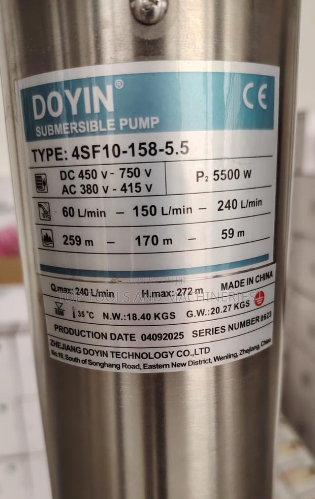 2.24kw 5m3 235m Doyin 2200w 3.0hp 5000l/H Submersible Pump