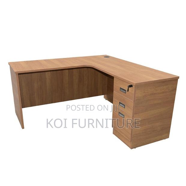 Office Desk; Curved Brown Home Office Study Desk - thumbnail 3