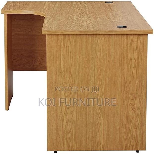 Office Desk; Curved Brown Home Office Study Desk - thumbnail 4