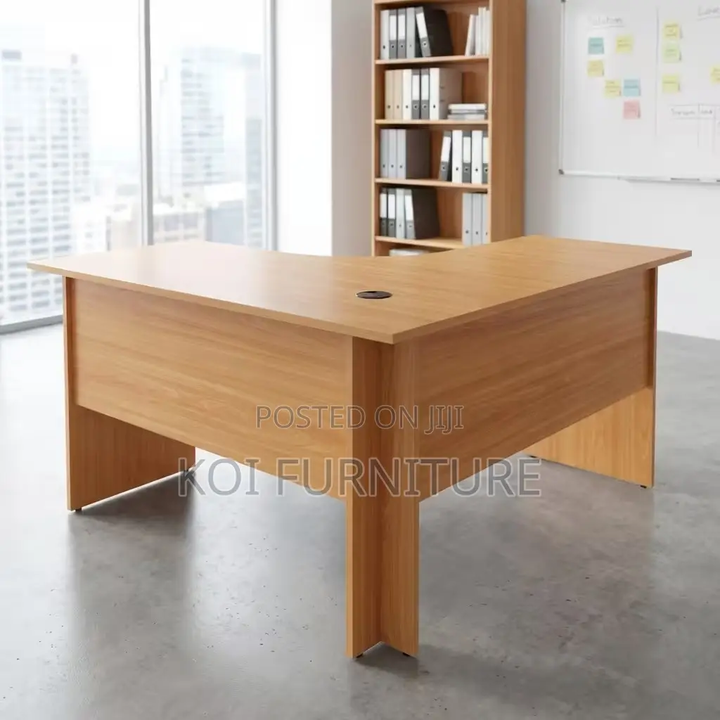 Office Desk; Curved Brown Home Office Study Desk