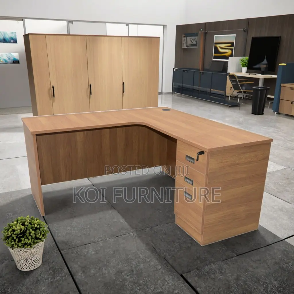 Office Desk; Curved Brown Home Office Study Desk