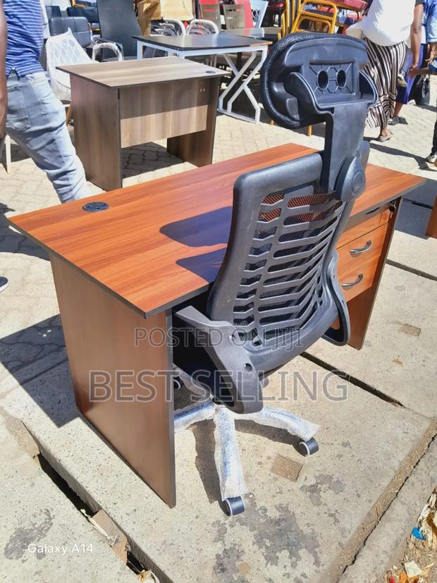 Laminated MDF Office Desk and Headrest Chair - main view