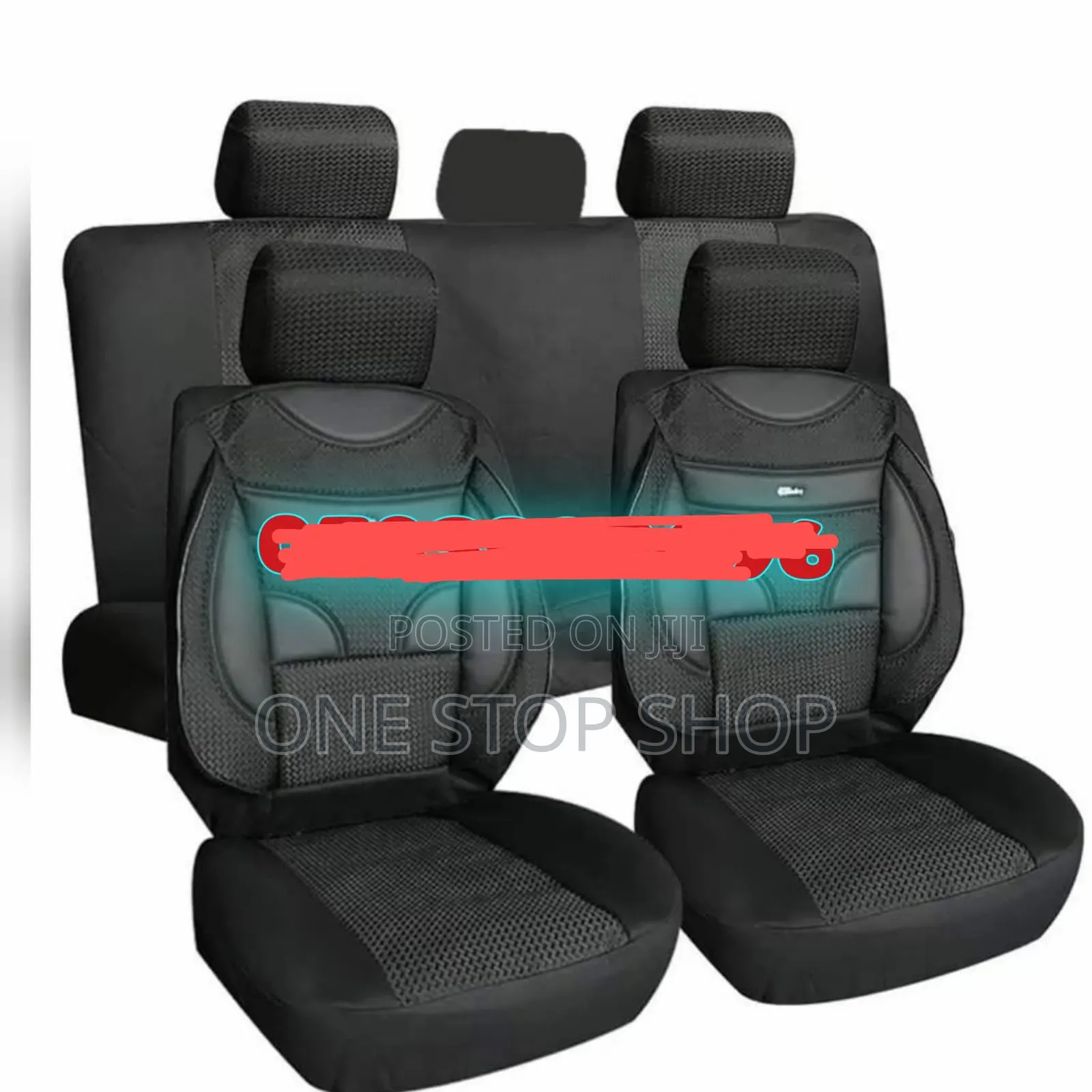 Black 5 Seater Cars Fabric _Leatfer Mix Heavy Duty Seat Covers