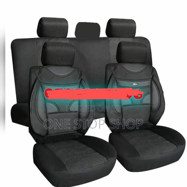Black 5 Seater Cars Fabric _Leatfer Mix Heavy Duty Seat Covers