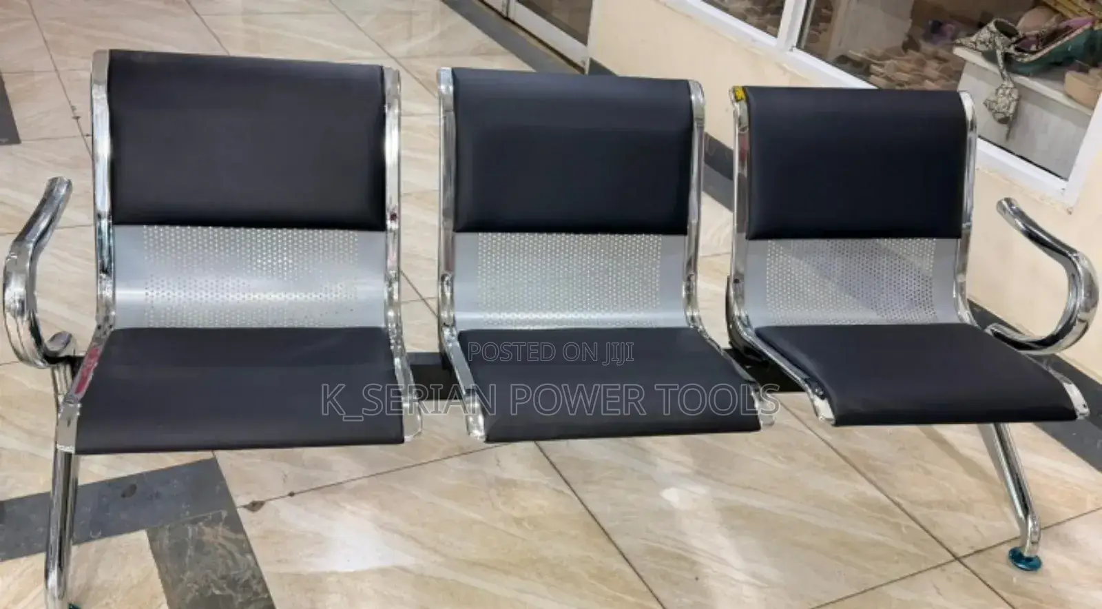 *3-Link Padded Metallic Office Set/Waiting Bench
