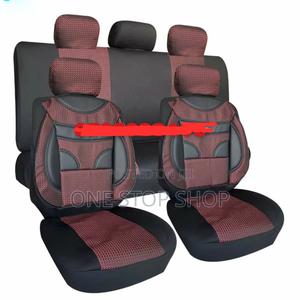 Maroon/Black Heavy Duty Seat Covers With Fabric and Leather Material - thumbnail 2
