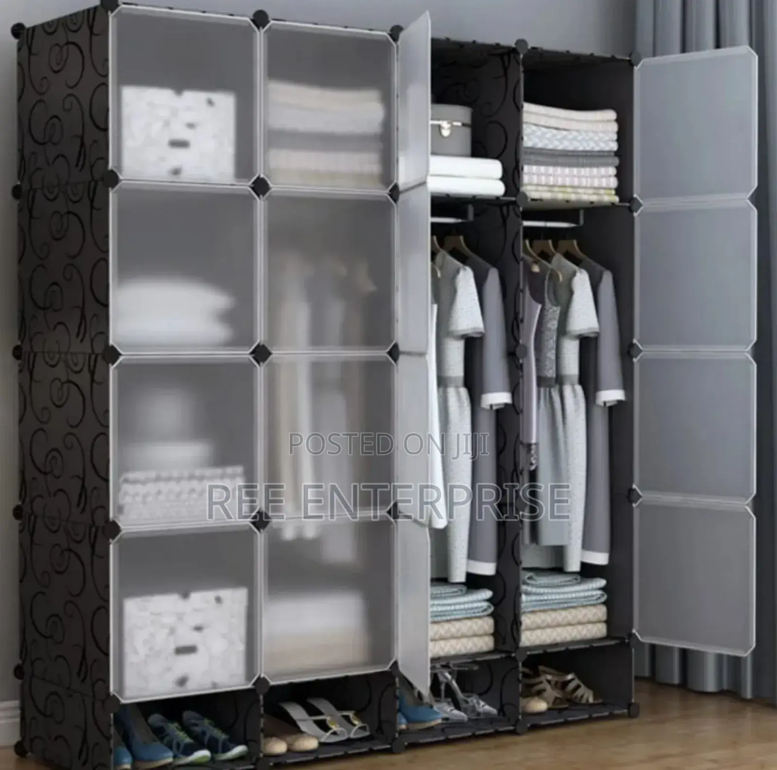 **New  In Portable 4- Column Plastic Wardrobes