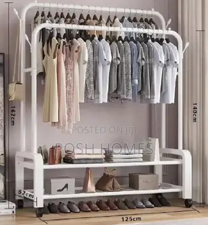 Advanced Double Layer Garment Rack Floor Standing Clothes Hanger