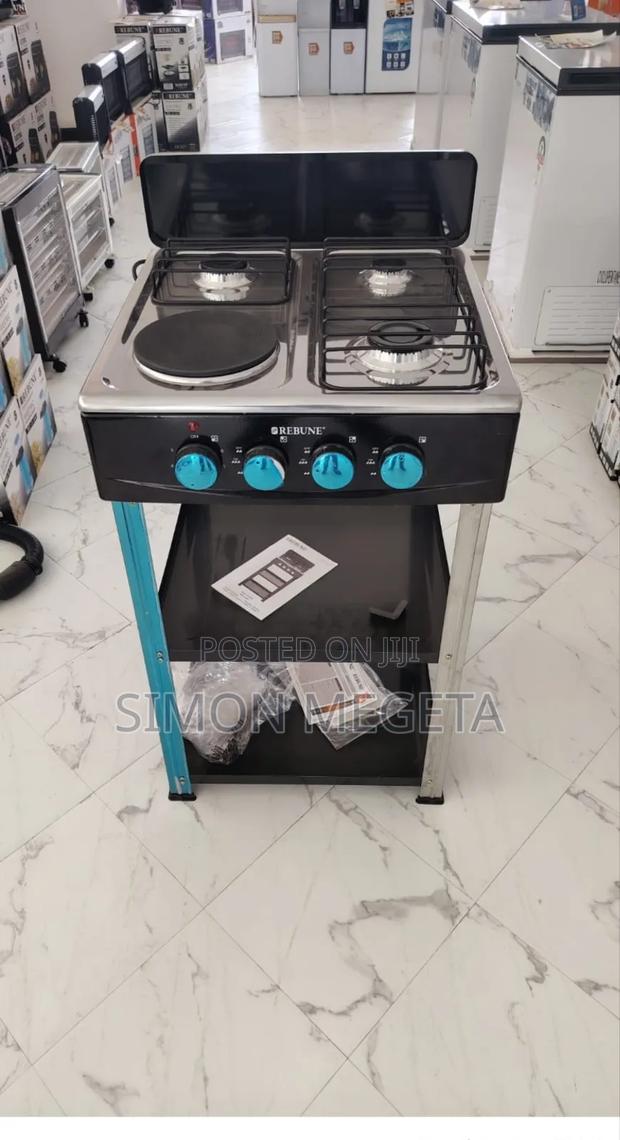 Rebune 3gas +1 Electric Burner Standing Gas Stove With Shelves