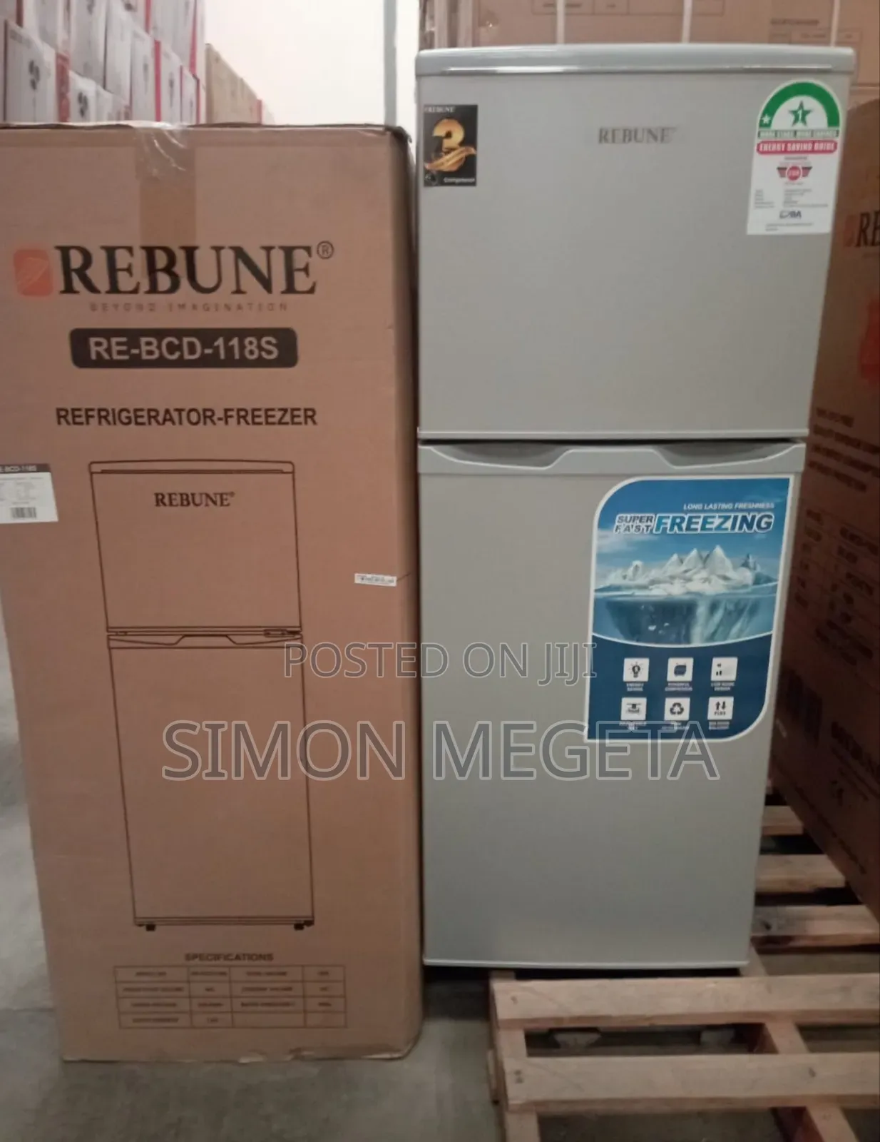 Rebune 118 Litres Double Door Refrigerator
