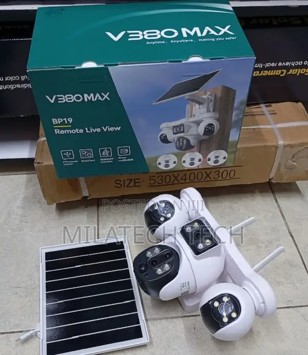 V380 Max Quad(4)Lens 4g Simcard Solar Powered