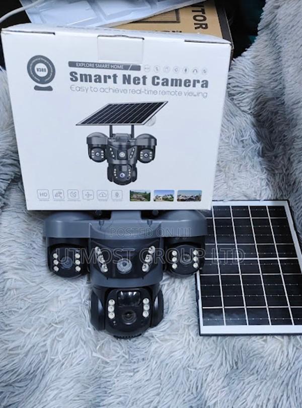 Solar Powered Wifi Triple Lens CCTV Security Camera - main view