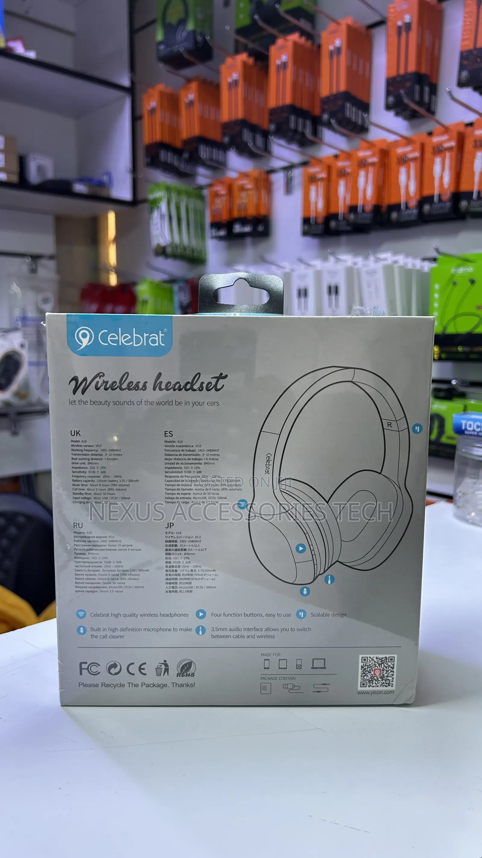 Celebrate A18 Wireless Bluetooth Headphones-Noise Reduction Long Batt