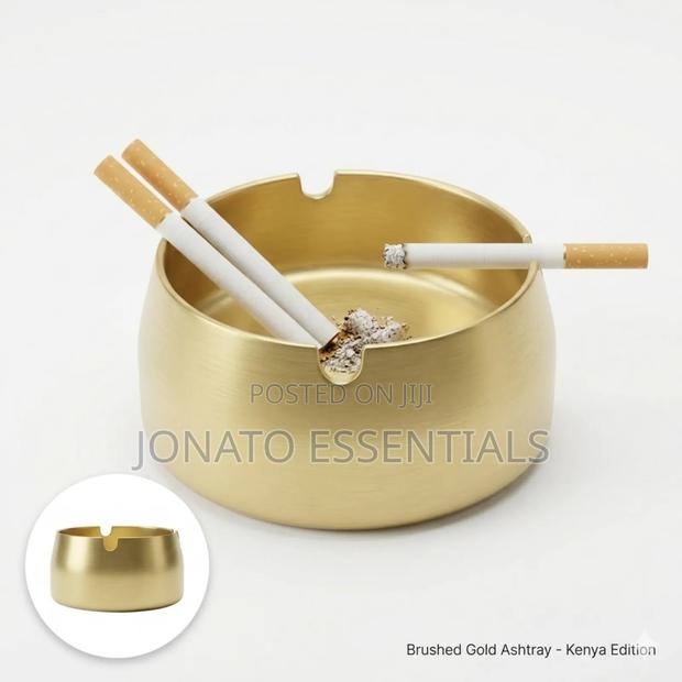 Executive Brass Gold Ash Tray, Windproof Cigar Ashtray