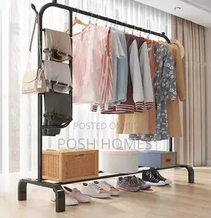 Single Rail Garment Rack With Side Hooks