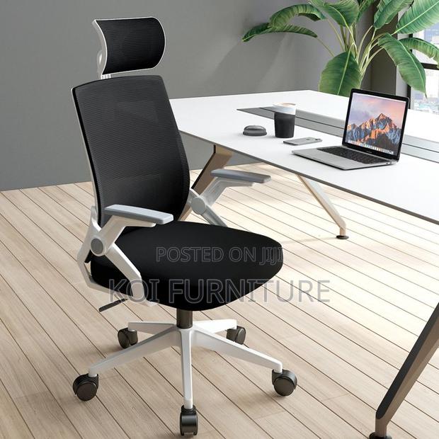 Office Chair; Ergonomic Mesh Office Chair With Flip-Up Armrests - thumbnail 2
